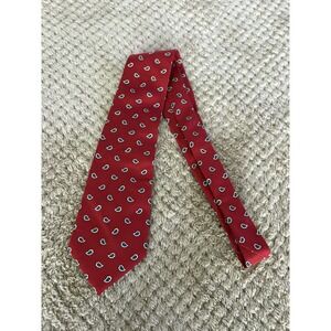 Lauren Ralph Lauren Tie Red White Blue Paisley 100% Silk Hand Finish/Made In USA